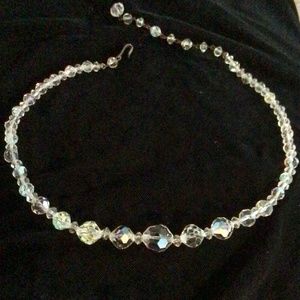 Vintage 60’s aurora borealis crystal necklace.16” max
